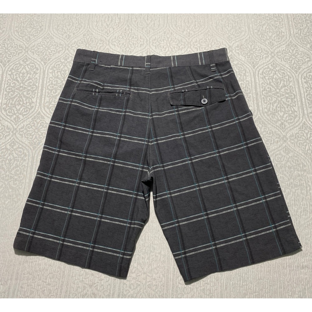 Burnside Mens Plaid Hybrid Board Shorts Gray Size 34‎ Casual Surf Skate